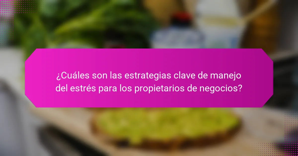 ¿Cuáles son las estrategias clave de manejo del estrés para los propietarios de negocios?