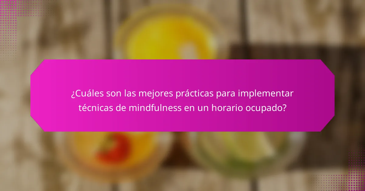 ¿Cuáles son las mejores prácticas para implementar técnicas de mindfulness en un horario ocupado?