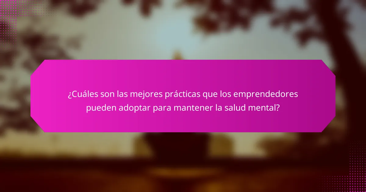 ¿Cuáles son las mejores prácticas que los emprendedores pueden adoptar para mantener la salud mental?