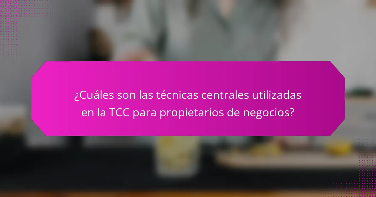 ¿Cuáles son las técnicas centrales utilizadas en la TCC para propietarios de negocios?