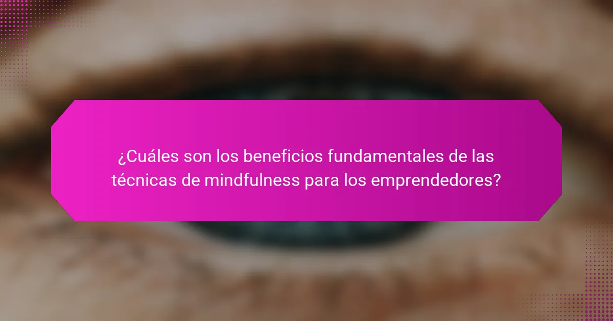 ¿Cuáles son los beneficios fundamentales de las técnicas de mindfulness para los emprendedores?