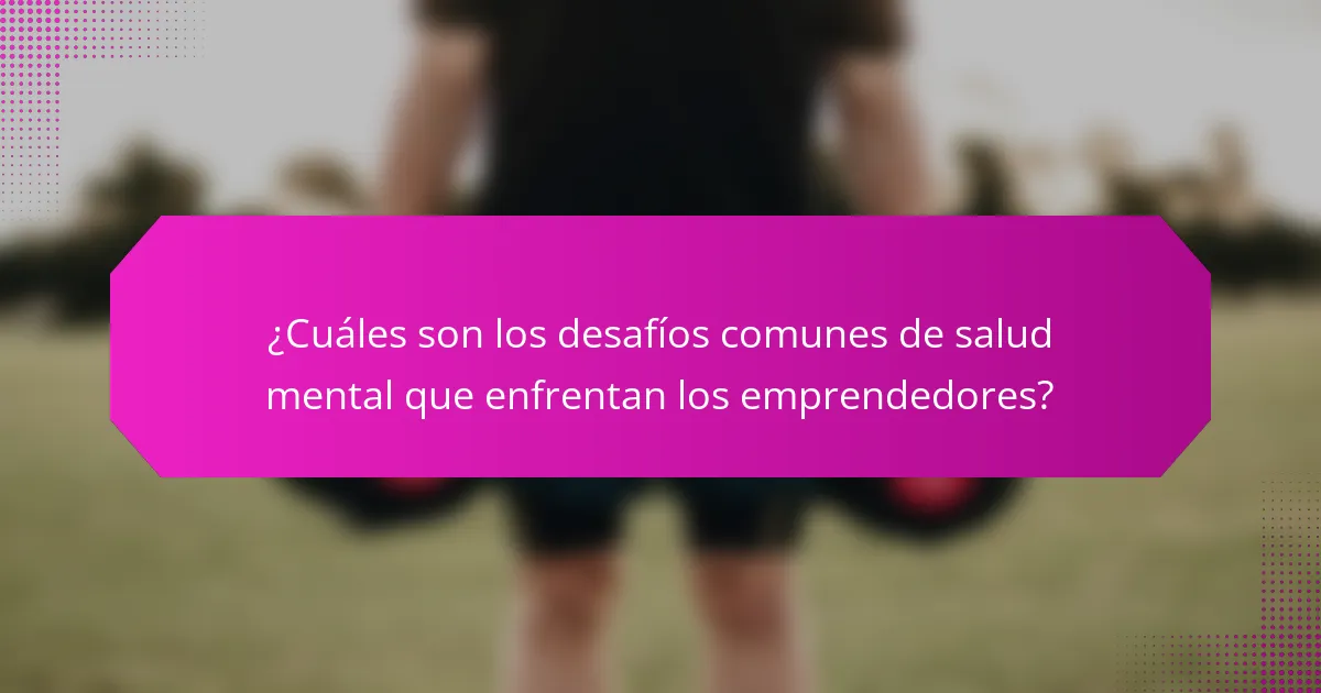 ¿Cuáles son los desafíos comunes de salud mental que enfrentan los emprendedores?