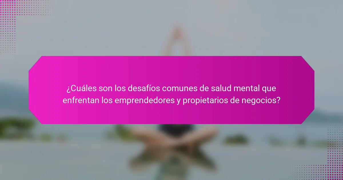 ¿Cuáles son los desafíos comunes de salud mental que enfrentan los emprendedores y propietarios de negocios?