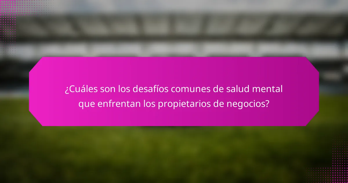 ¿Cuáles son los desafíos comunes de salud mental que enfrentan los propietarios de negocios?