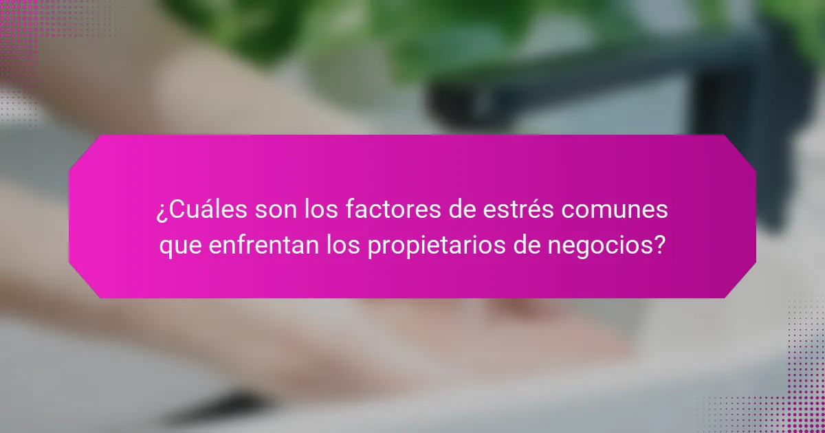 ¿Cuáles son los factores de estrés comunes que enfrentan los propietarios de negocios?