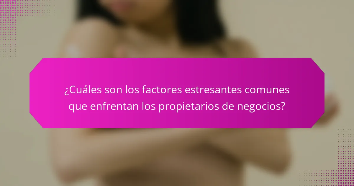 ¿Cuáles son los factores estresantes comunes que enfrentan los propietarios de negocios?