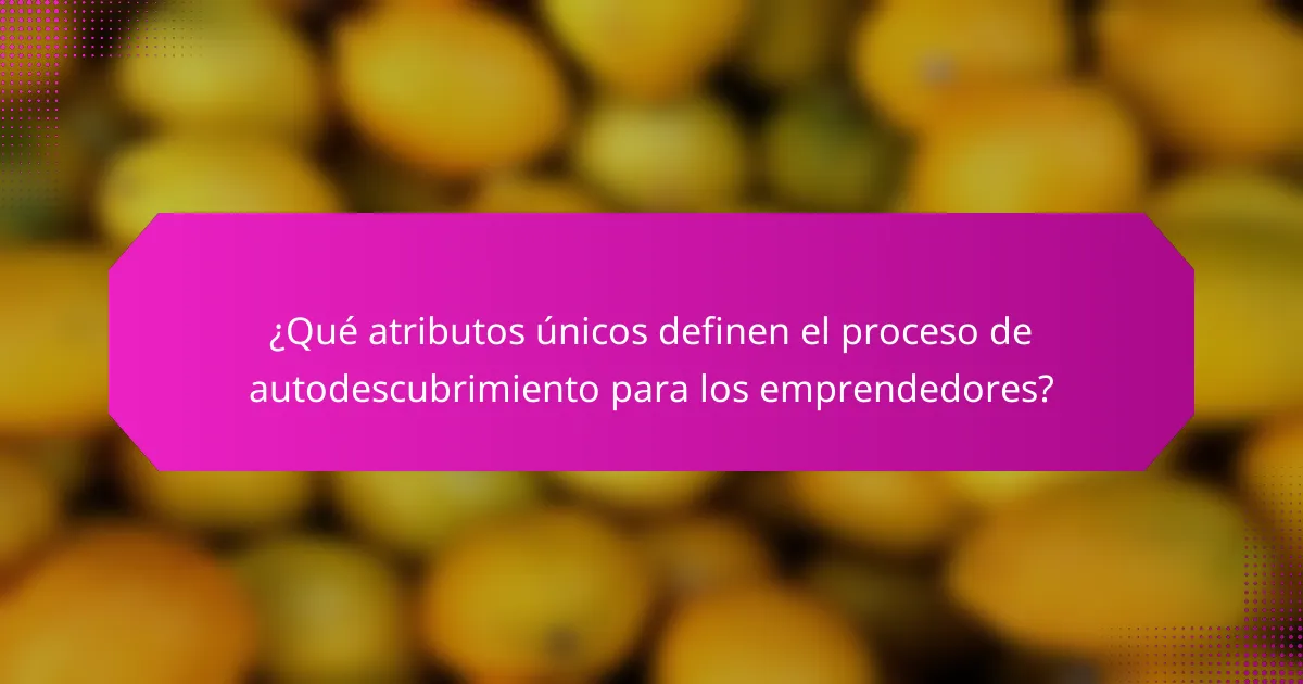 ¿Qué atributos únicos definen el proceso de autodescubrimiento para los emprendedores?