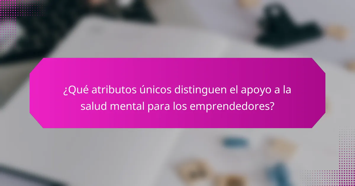 ¿Qué atributos únicos distinguen el apoyo a la salud mental para los emprendedores?