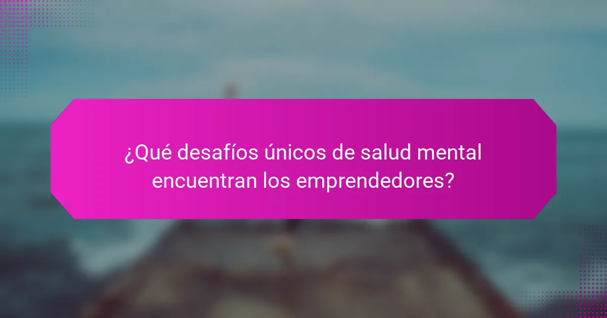 ¿Qué desafíos únicos de salud mental encuentran los emprendedores?