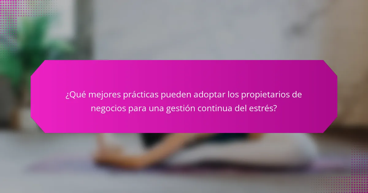 ¿Qué mejores prácticas pueden adoptar los propietarios de negocios para una gestión continua del estrés?