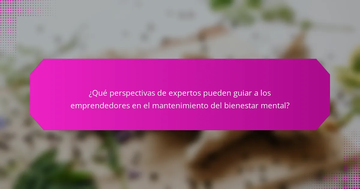 ¿Qué perspectivas de expertos pueden guiar a los emprendedores en el mantenimiento del bienestar mental?