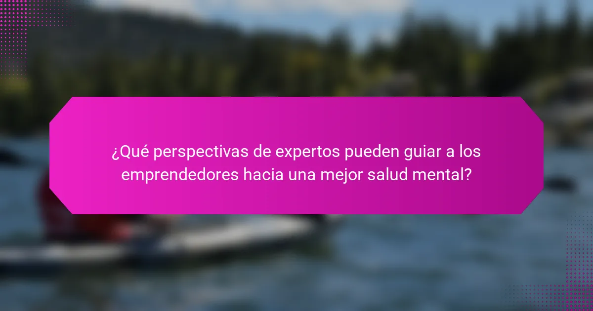 ¿Qué perspectivas de expertos pueden guiar a los emprendedores hacia una mejor salud mental?